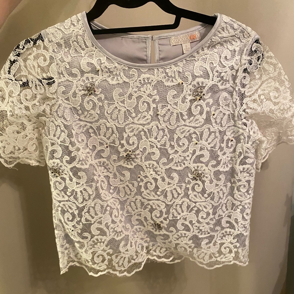 White lace crop top